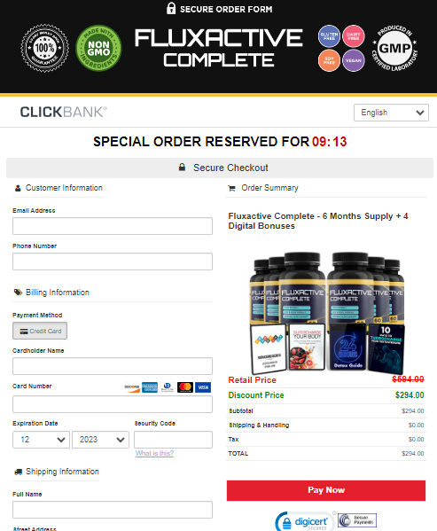 fluxactive order page